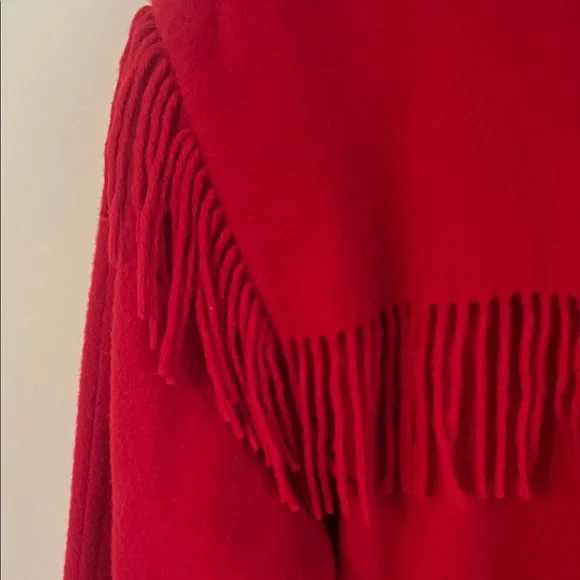 Woolrich Vibrant Red 100% Wool Tassel Fringe Coat - Picture 3 of 6